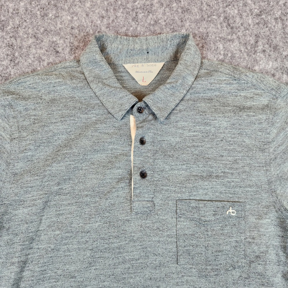 rag & bone Heather Gray Polo Shirt with Chest Pocket